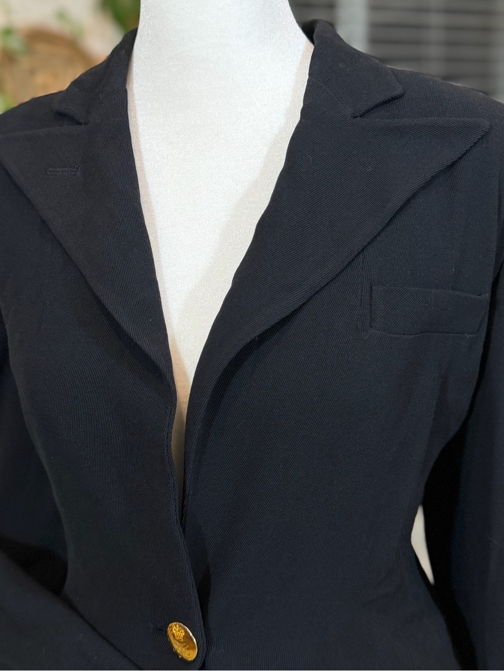 Vintage Lauren Ralph Lauren Black Blazer Gold Crest Buttons Size 4 Fall Money - Picture 4 of 13